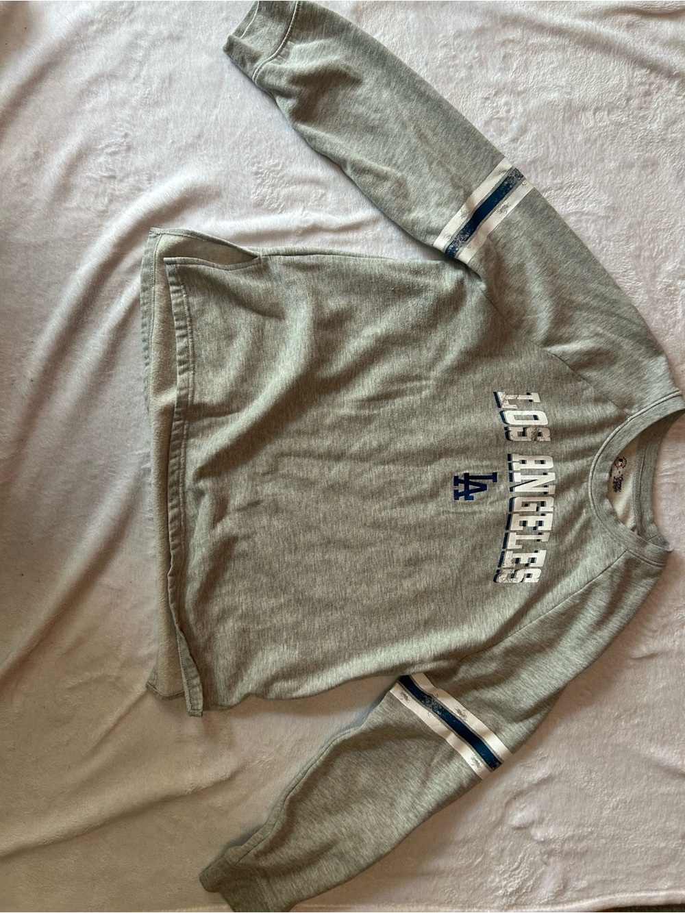Genuine Merchandise Heather Gray Sweatshirt with Navy & Red Logo